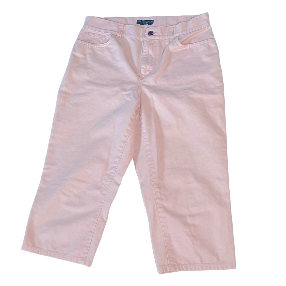 Vintage LAUREN JEANS COMPANY High Rise Wide Leg Cropped Jeans Pink Denim Size 6P